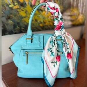 Elliott Lucca Medium Faro Turquoise Leather Satchel Crossbody | Beach Ready ☀️🏝️